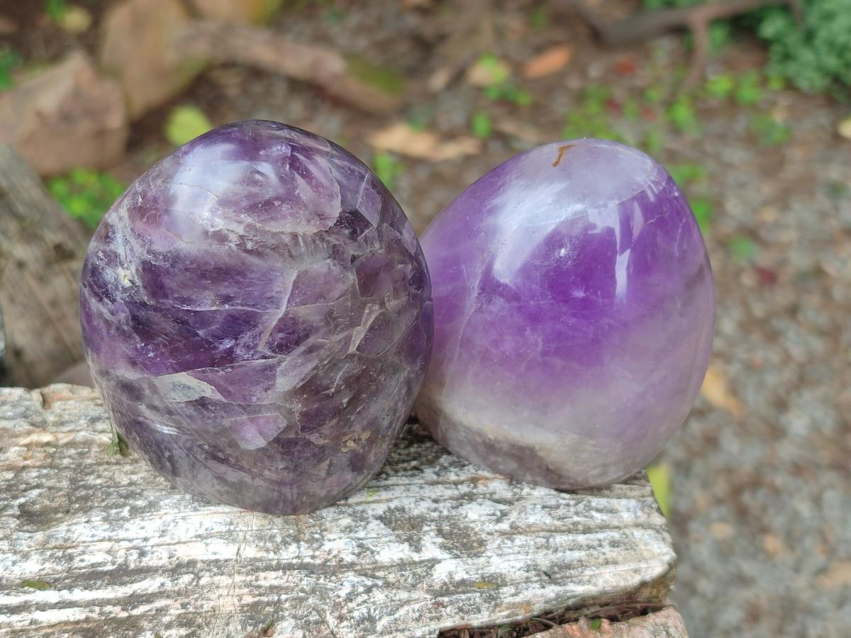 Polished Purple Chevron Amethyst Standing Free Forms x 4 From Madagascar - Toprock Gemstones and Minerals 