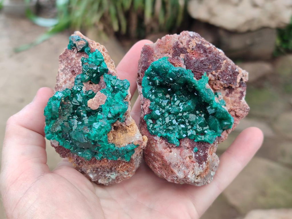 Natural Dioptase on Dolomite Specimens x 3 From Likasi, Congo - Toprock Gemstones and Minerals 
