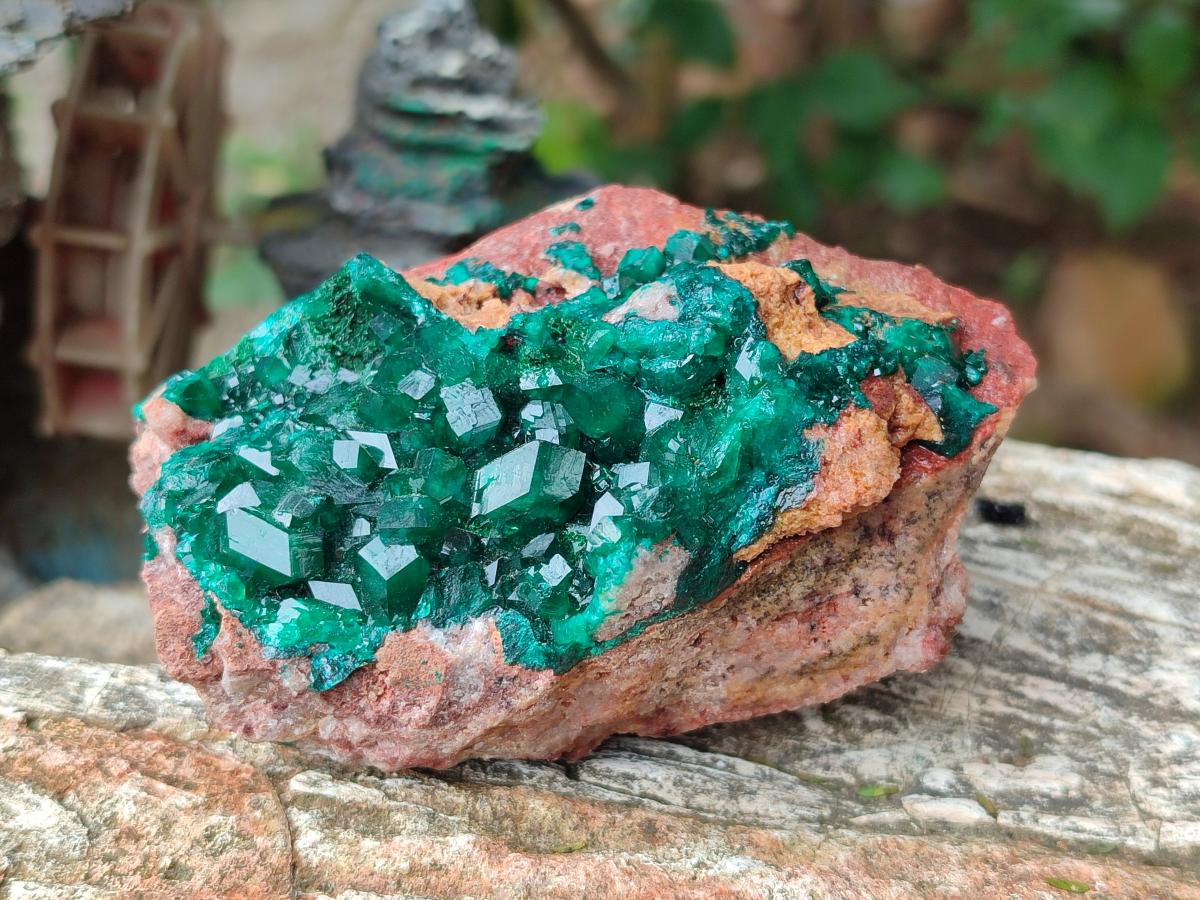 Natural Dioptase on Dolomite Specimens x 3 From Likasi, Congo - Toprock Gemstones and Minerals 