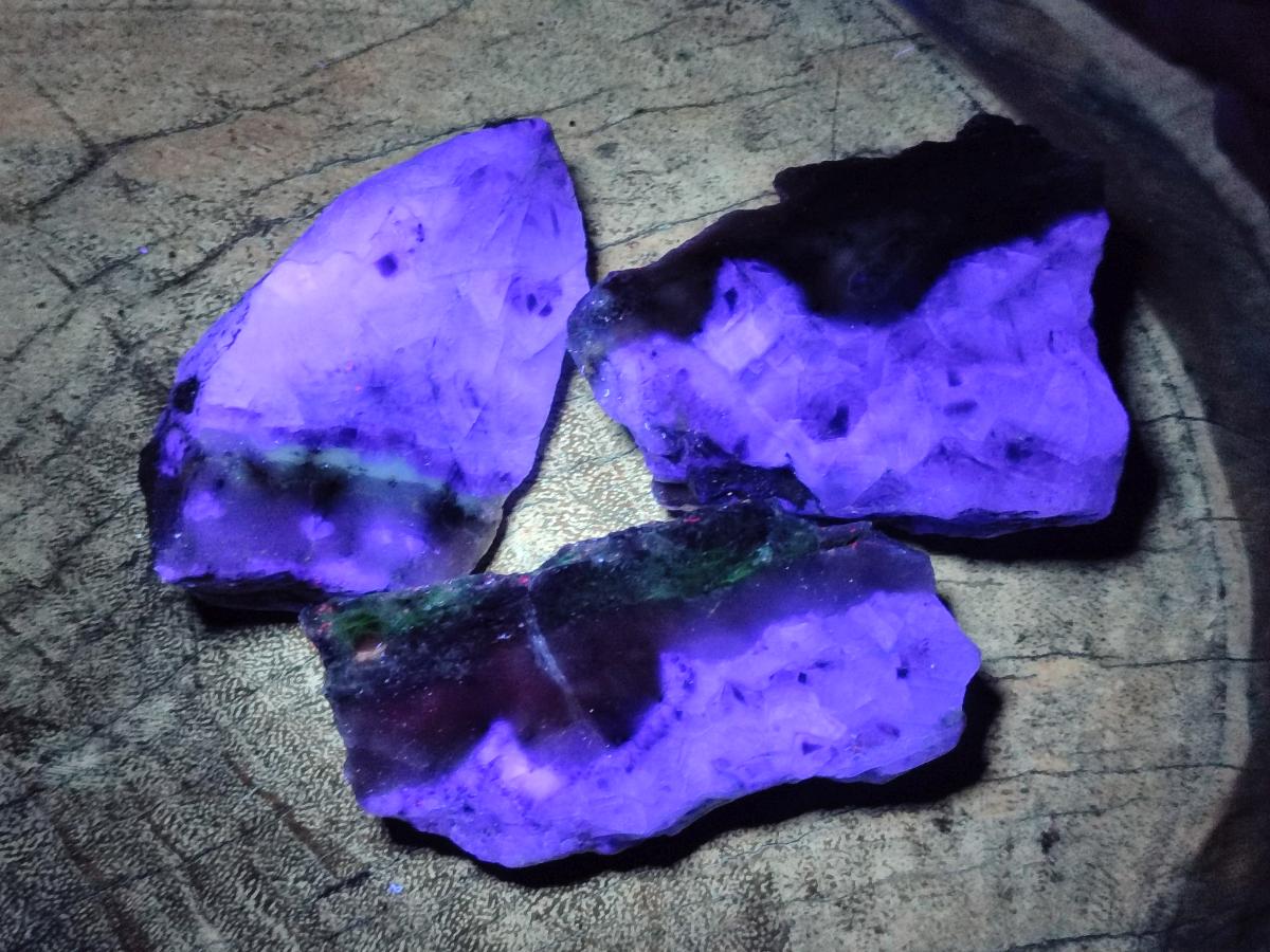 Polished On One Side Watermelon Fluorite Slices x 12 From Uis, Namibia - Toprock Gemstones and Minerals 