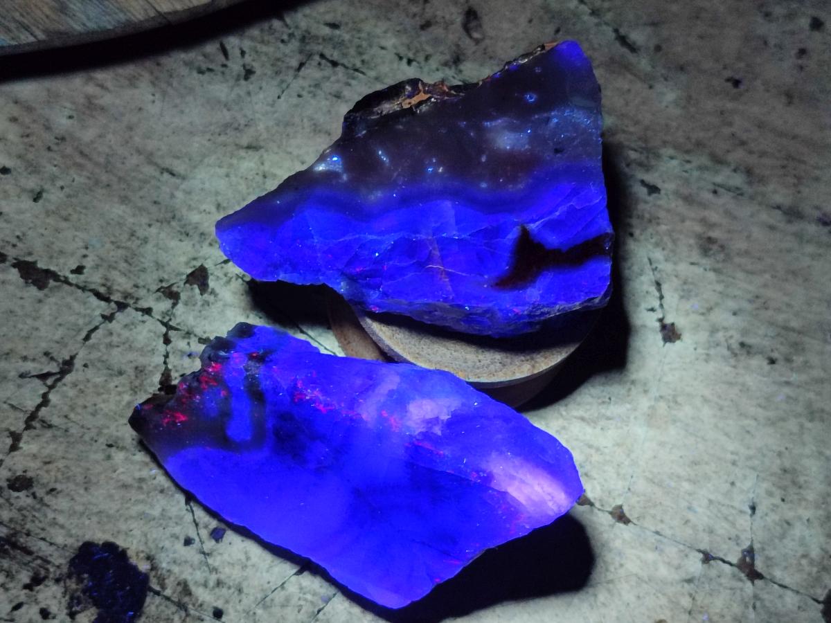 Polished On One Side Watermelon Fluorite Slices x 12 From Uis, Namibia - Toprock Gemstones and Minerals 