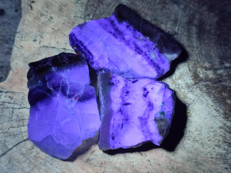 Polished On One Side Watermelon Fluorite Slices x 12 From Uis, Namibia - Toprock Gemstones and Minerals 