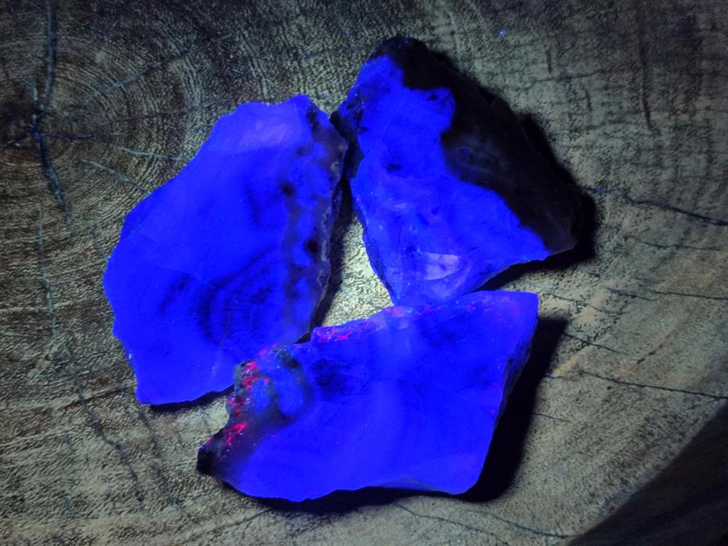 Polished On One Side Watermelon Fluorite Slices x 12 From Uis, Namibia - Toprock Gemstones and Minerals 