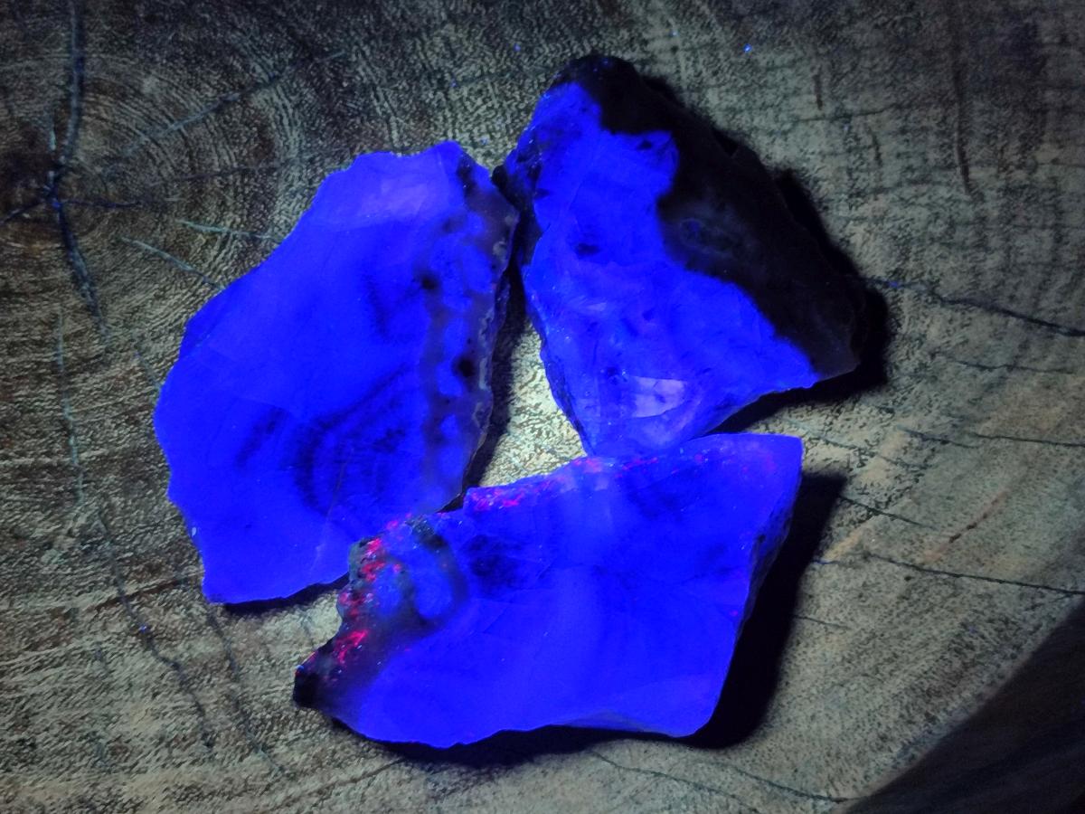 Polished On One Side Watermelon Fluorite Slices x 12 From Uis, Namibia - Toprock Gemstones and Minerals 