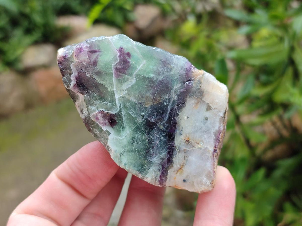 Polished On One Side Watermelon Fluorite Slices x 12 From Uis, Namibia - Toprock Gemstones and Minerals 