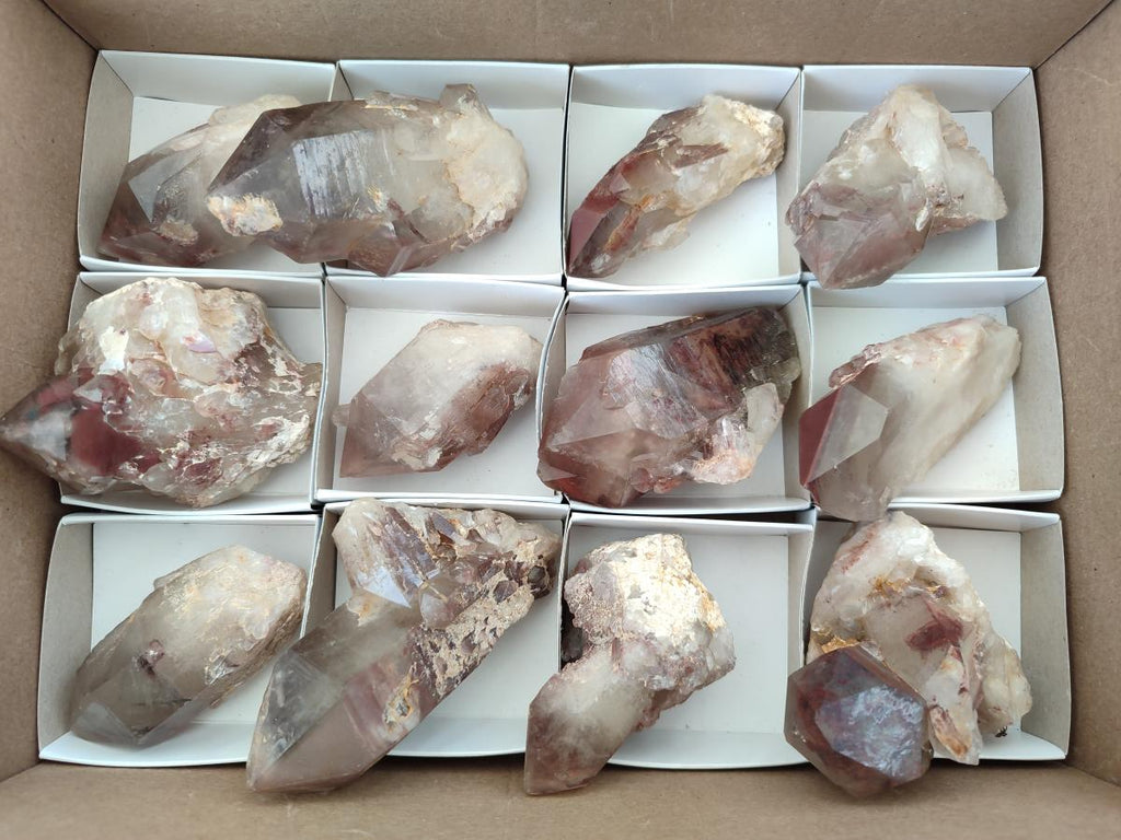 Natural Red Hematoid Quartz Crystals x 12 From Karoi, Zimbabwe - Toprock Gemstones and Minerals 