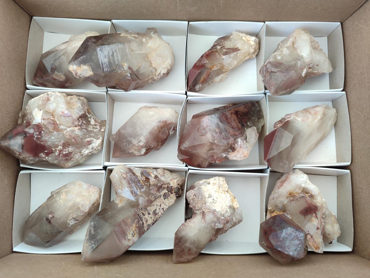 Natural Red Hematoid Quartz Crystals x 12 From Karoi, Zimbabwe - Toprock Gemstones and Minerals 