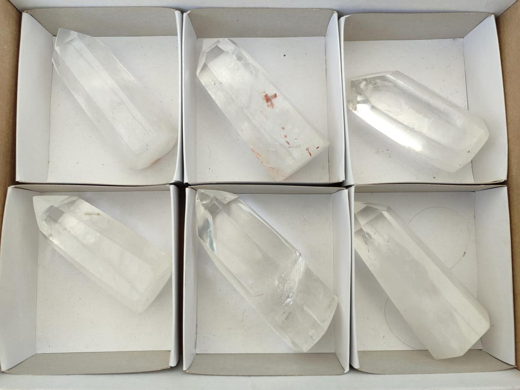 Polished Clear Optic Quartz Display Crystals x 6 From Madagascar - Toprock Gemstones and Minerals 