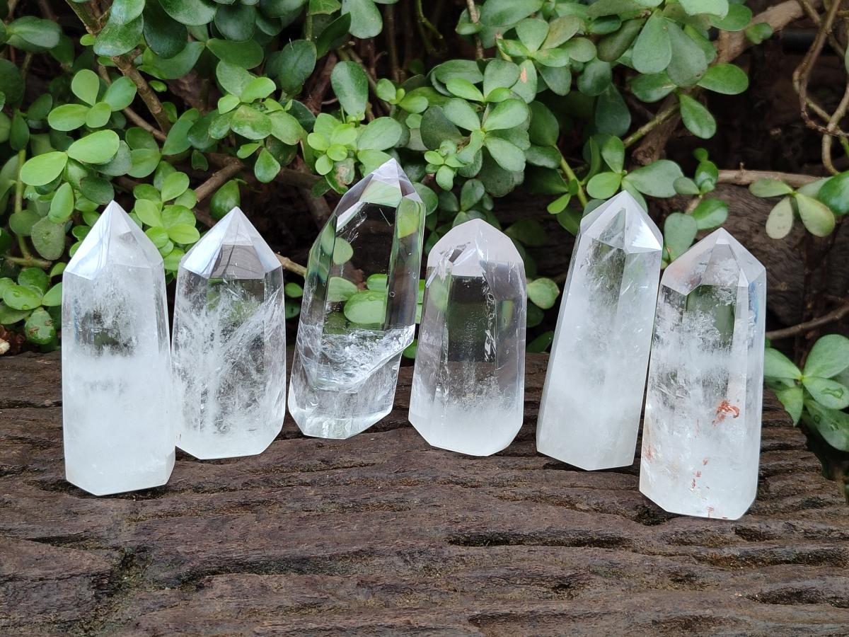 Polished Clear Optic Quartz Display Crystals x 6 From Madagascar - Toprock Gemstones and Minerals 