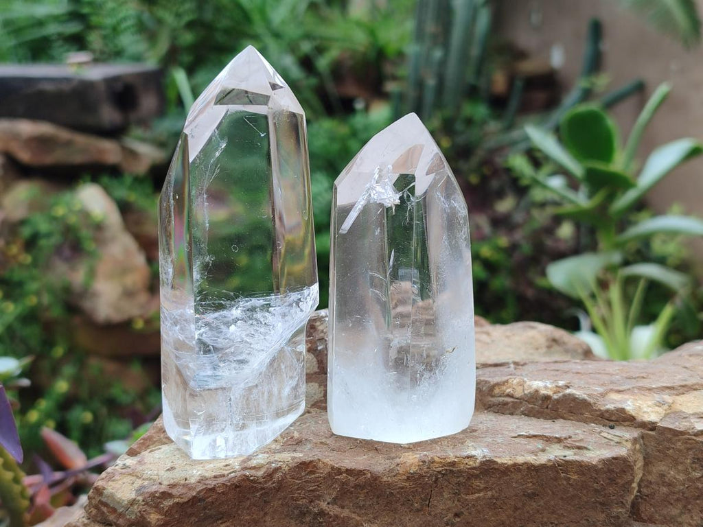 Polished Clear Optic Quartz Display Crystals x 6 From Madagascar - Toprock Gemstones and Minerals 