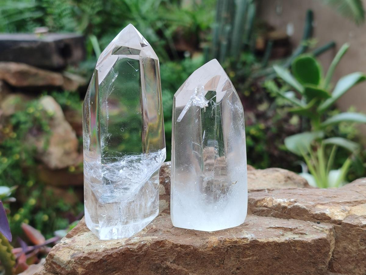 Polished Clear Optic Quartz Display Crystals x 6 From Madagascar - Toprock Gemstones and Minerals 