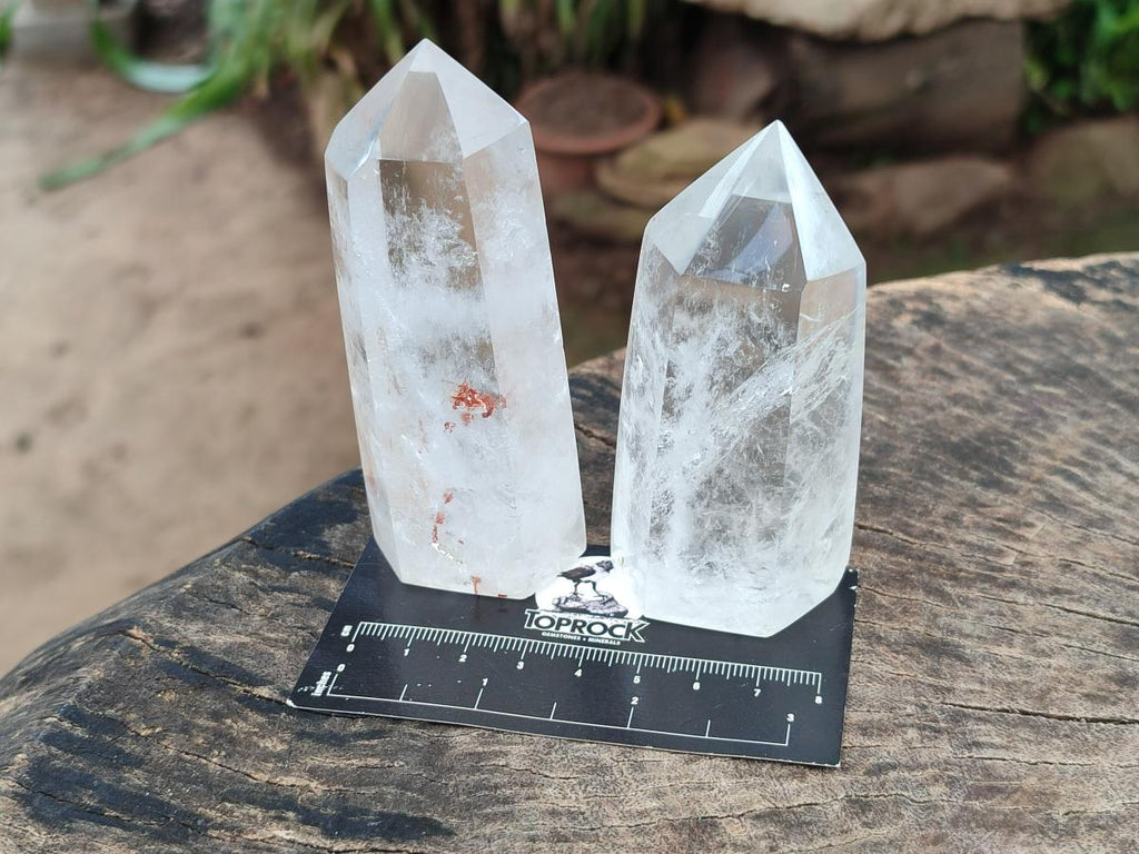 Polished Clear Optic Quartz Display Crystals x 6 From Madagascar - Toprock Gemstones and Minerals 