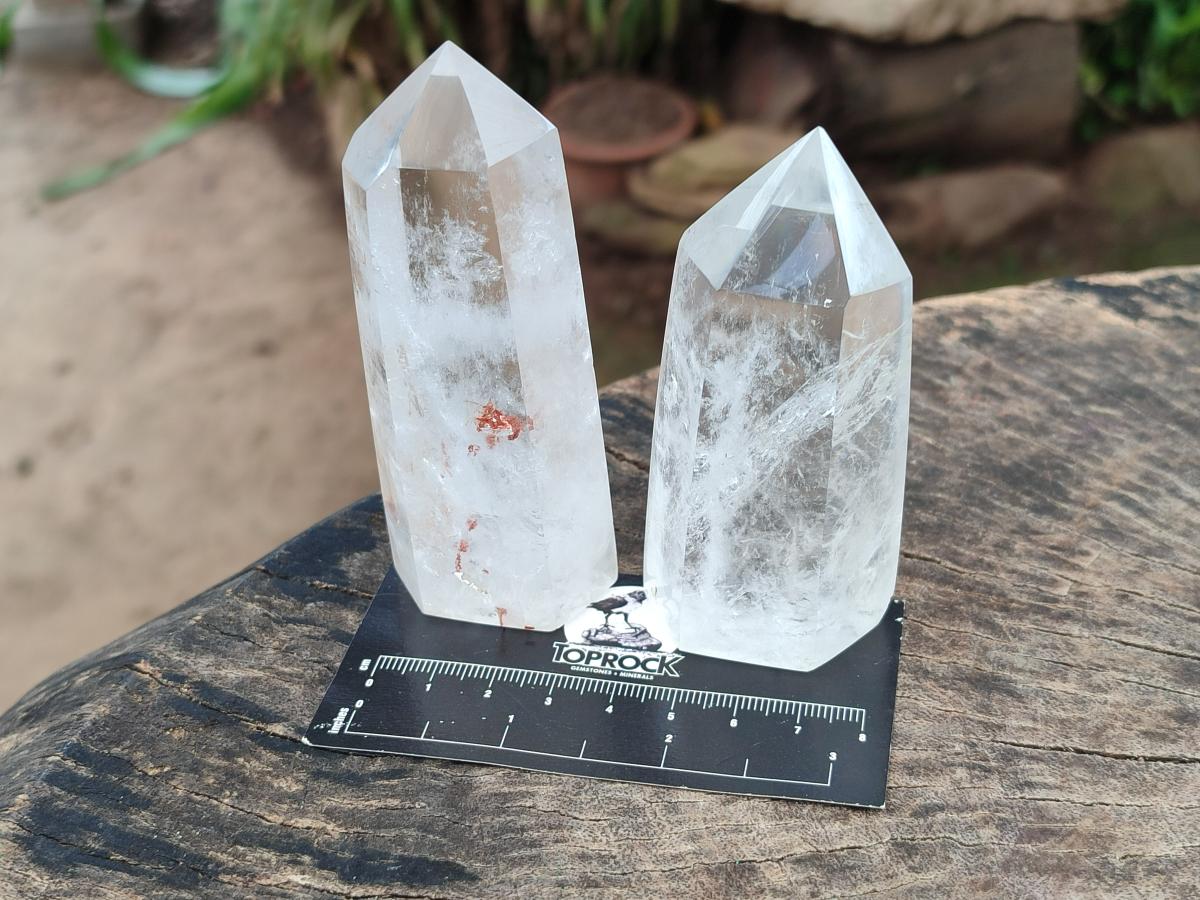 Polished Clear Optic Quartz Display Crystals x 6 From Madagascar - Toprock Gemstones and Minerals 