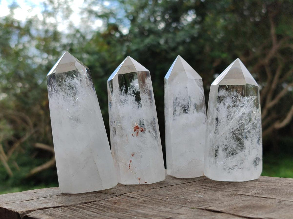 Polished Clear Optic Quartz Display Crystals x 6 From Madagascar - Toprock Gemstones and Minerals 