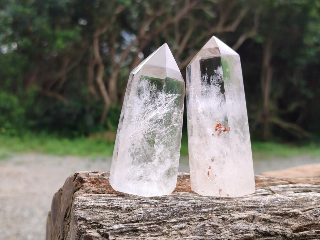 Polished Clear Optic Quartz Display Crystals x 6 From Madagascar - Toprock Gemstones and Minerals 