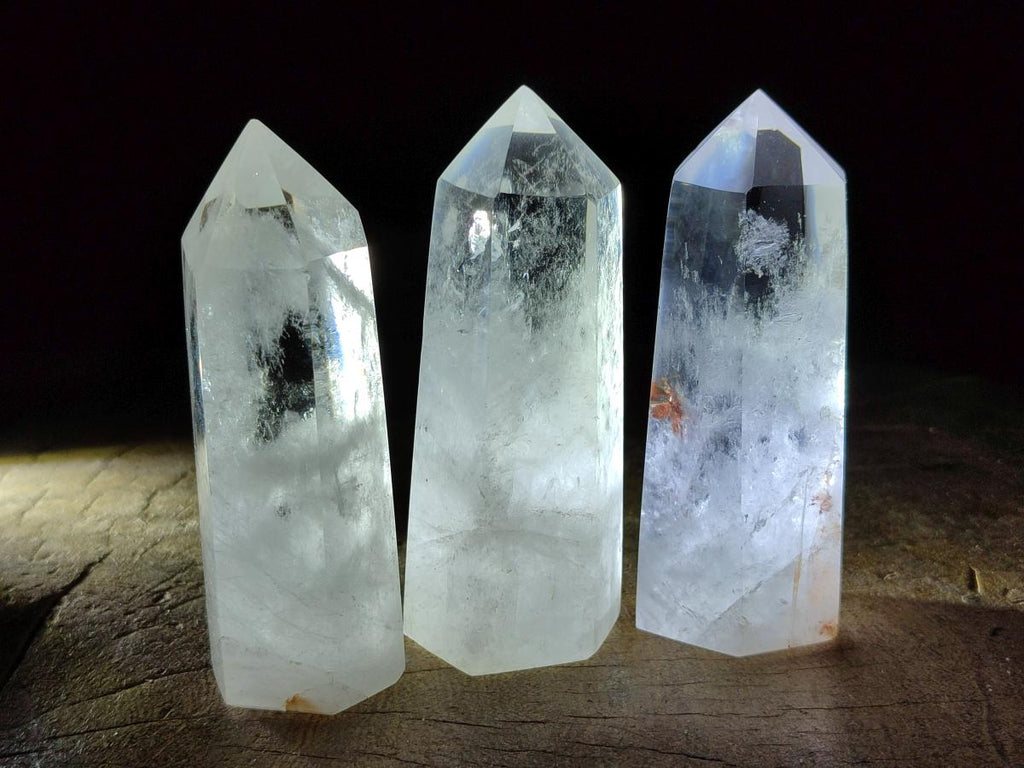 Polished Clear Optic Quartz Display Crystals x 6 From Madagascar - Toprock Gemstones and Minerals 