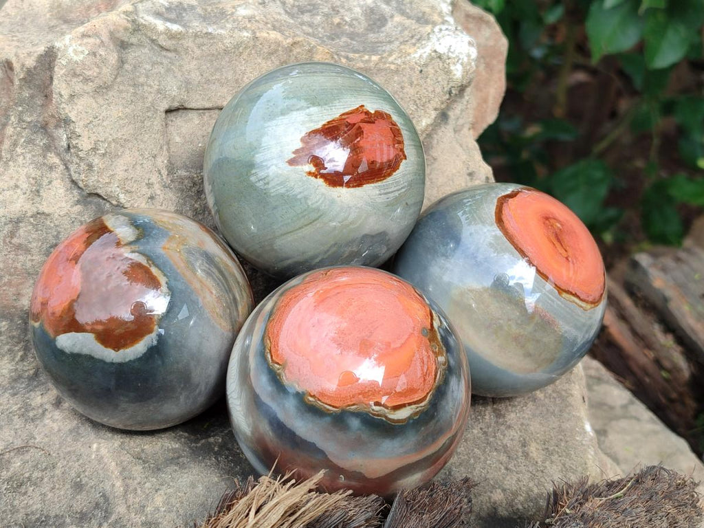 Polished Polychrome Jasper Spheres x 4 From NW Coast, Madagascar - Toprock Gemstones and Minerals 