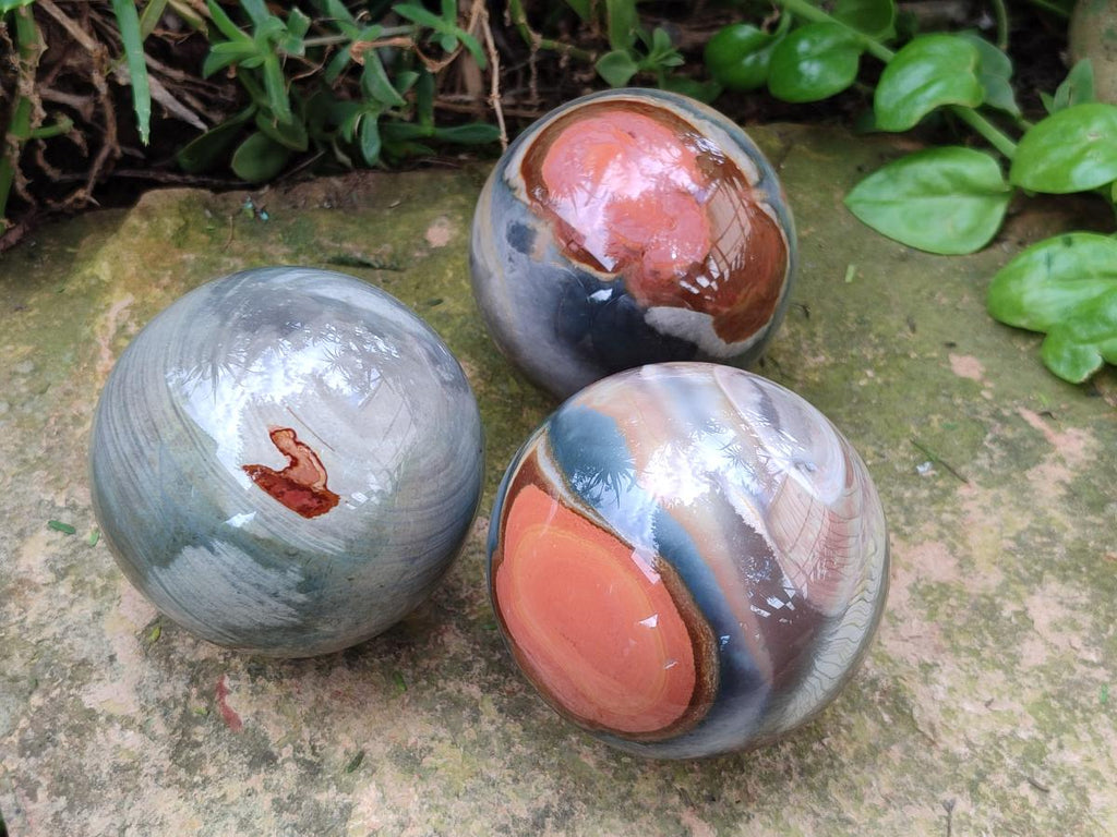 Polished Polychrome Jasper Spheres x 4 From NW Coast, Madagascar - Toprock Gemstones and Minerals 
