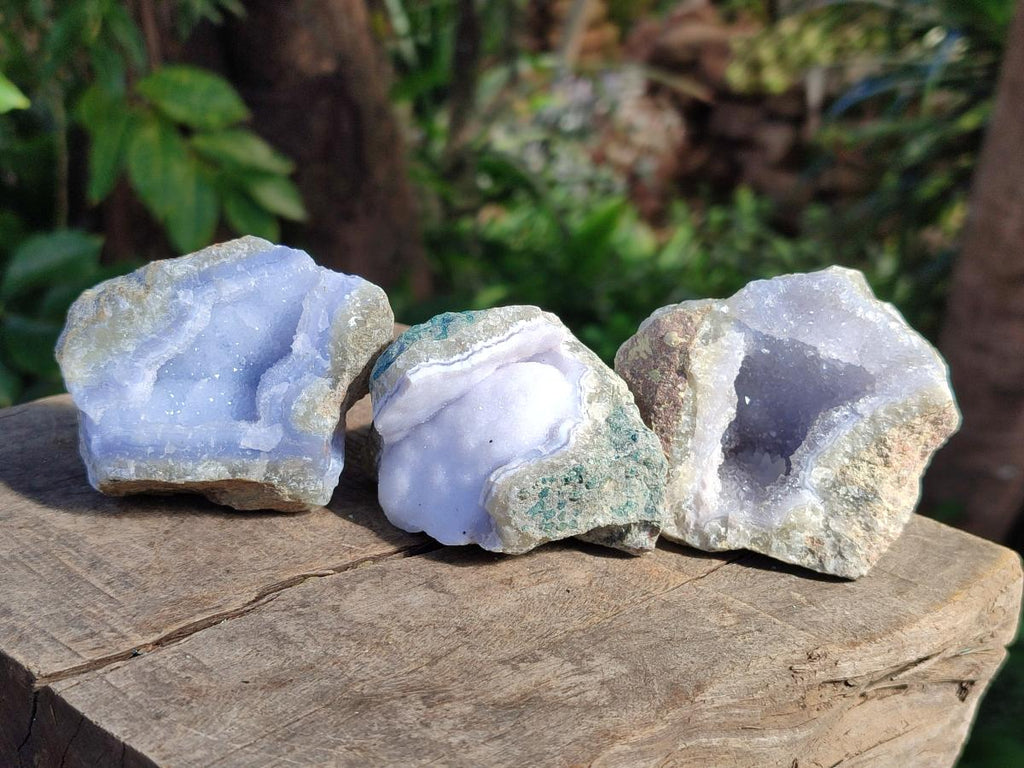 Natural Blue Lace Agate Geode Specimens x 24 From Nsanje, Malawi - Toprock Gemstones and Minerals 