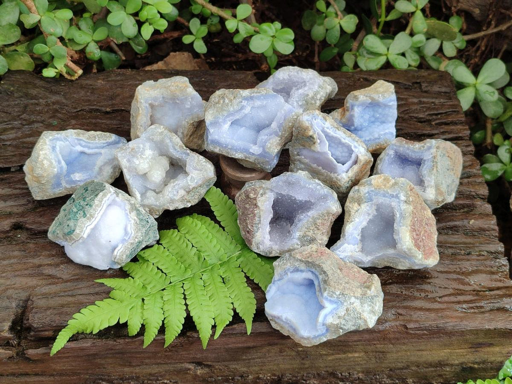 Natural Blue Lace Agate Geode Specimens x 24 From Nsanje, Malawi - Toprock Gemstones and Minerals 