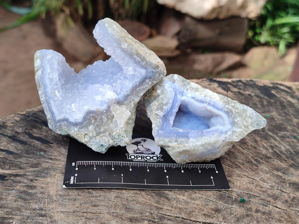 Natural Blue Lace Agate Geode Specimens x 24 From Nsanje, Malawi - Toprock Gemstones and Minerals 