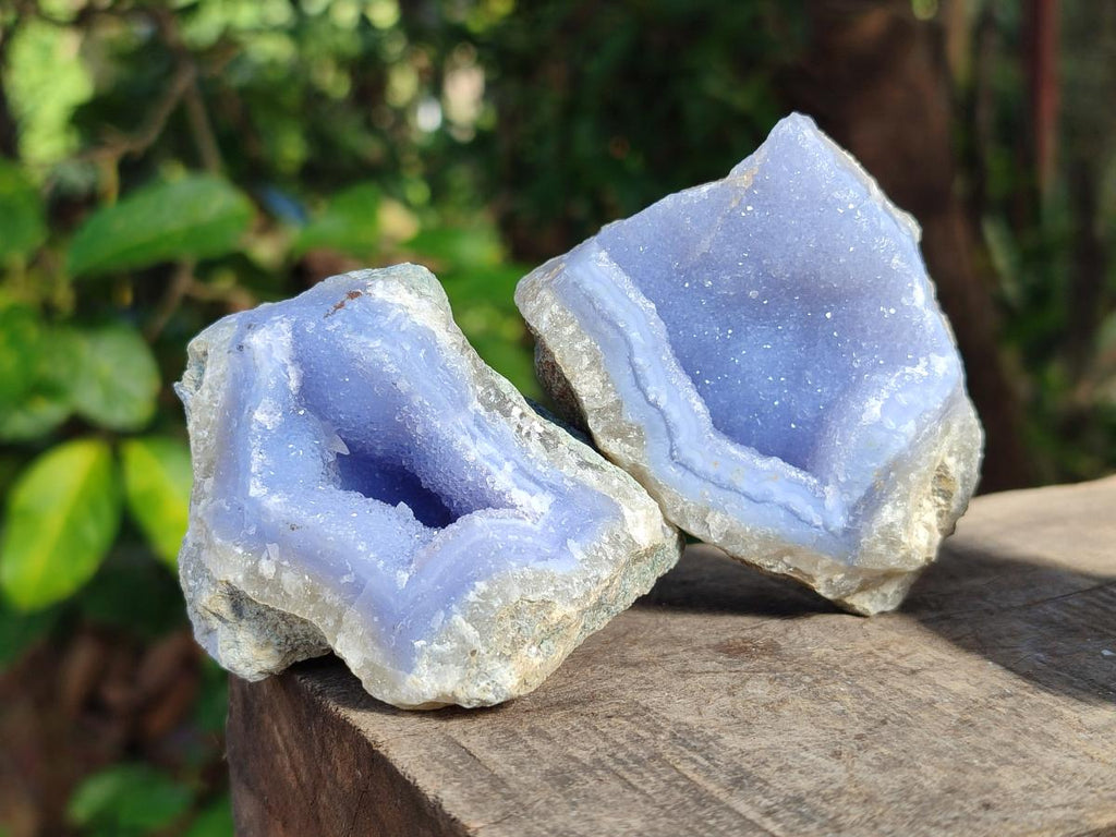 Natural Blue Lace Agate Geode Specimens x 24 From Nsanje, Malawi - Toprock Gemstones and Minerals 