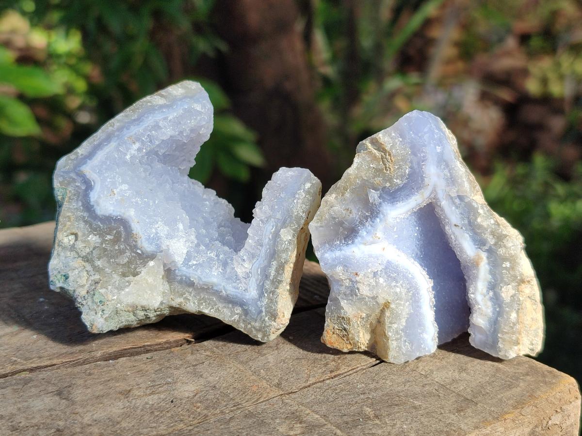 Natural Blue Lace Agate Geode Specimens x 24 From Nsanje, Malawi - Toprock Gemstones and Minerals 