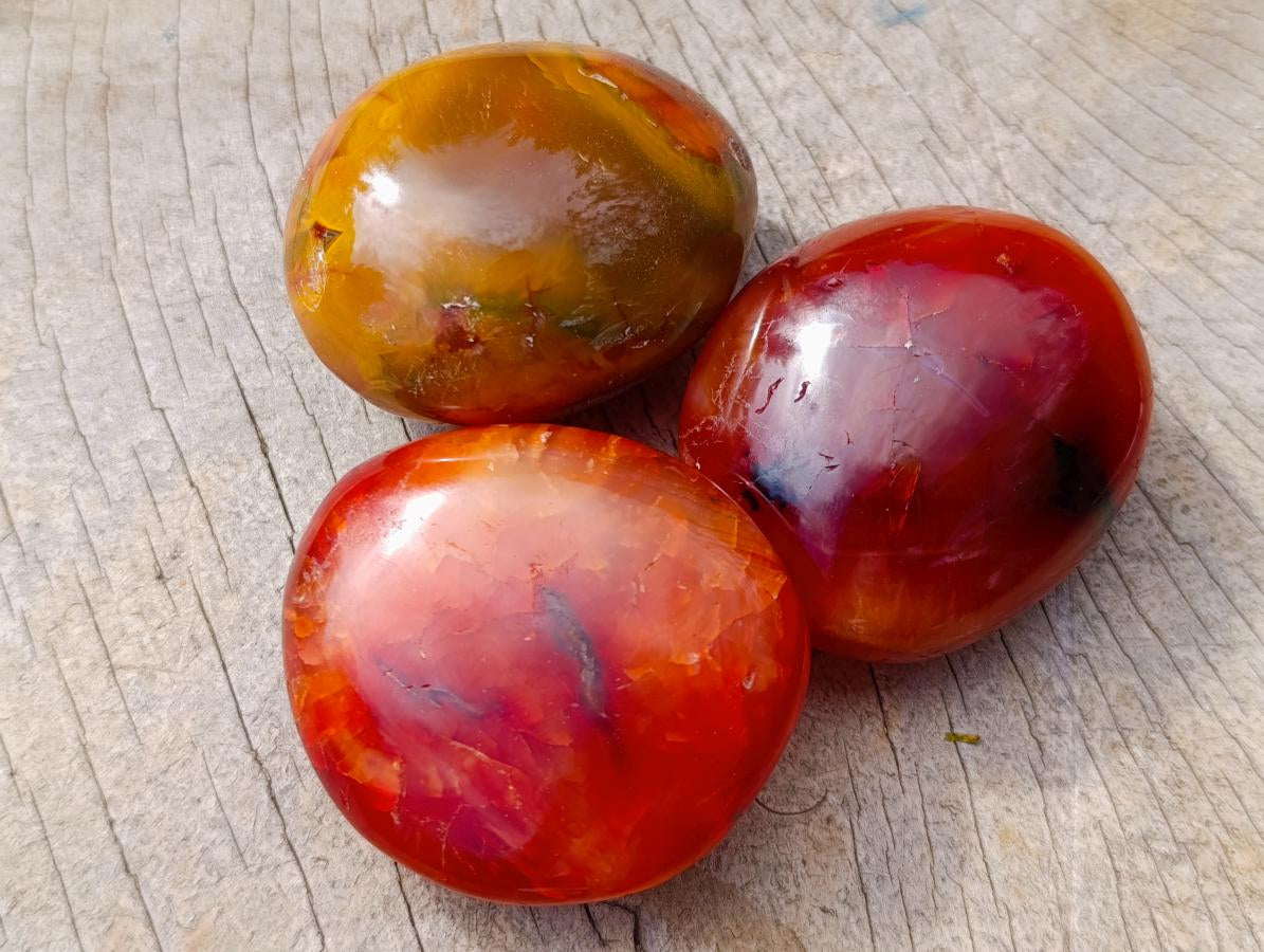 Polished Carnelian Agate Gemstone Galets x 29 From Madagascar - Toprock Gemstones and Minerals 