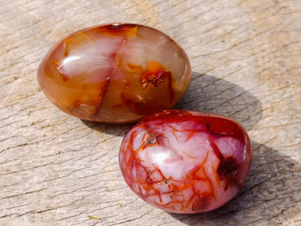 Polished Carnelian Agate Gemstone Galets x 29 From Madagascar - Toprock Gemstones and Minerals 