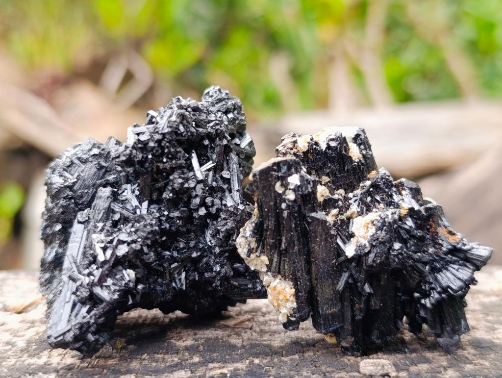 Natural Schorl Black Tourmaline Specimens with Feldspar and Mica x 12 From Erongo, Namibia - Toprock Gemstones and Minerals 