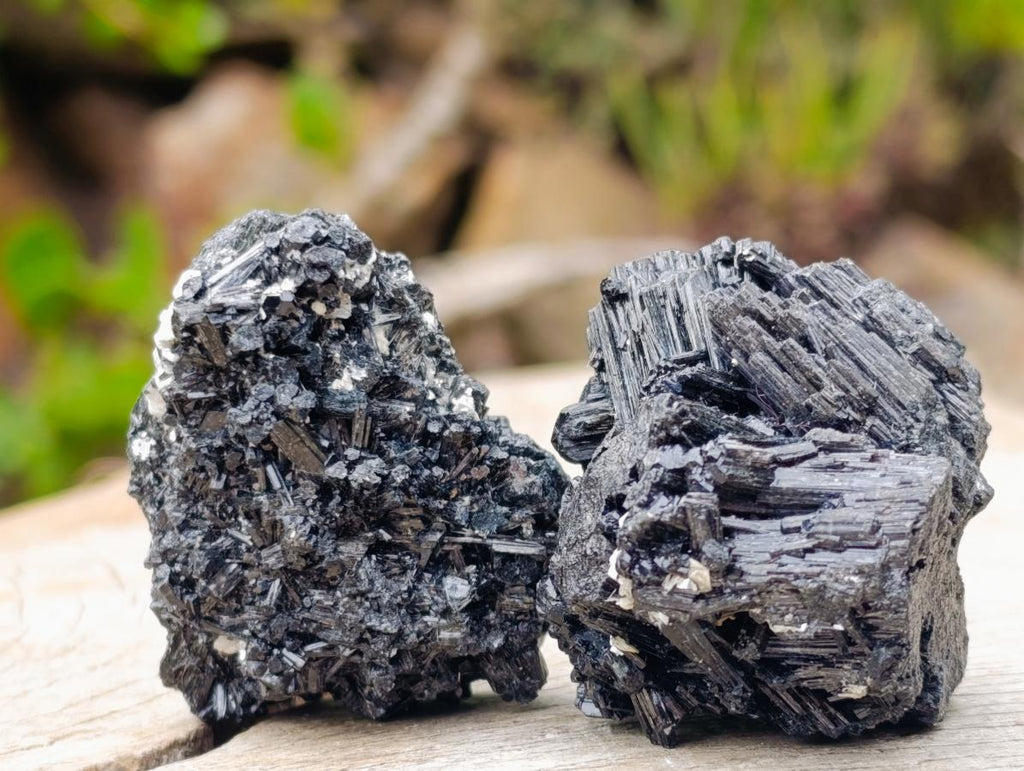 Natural Schorl Black Tourmaline Specimens with Feldspar and Mica x 12 From Erongo, Namibia - Toprock Gemstones and Minerals 