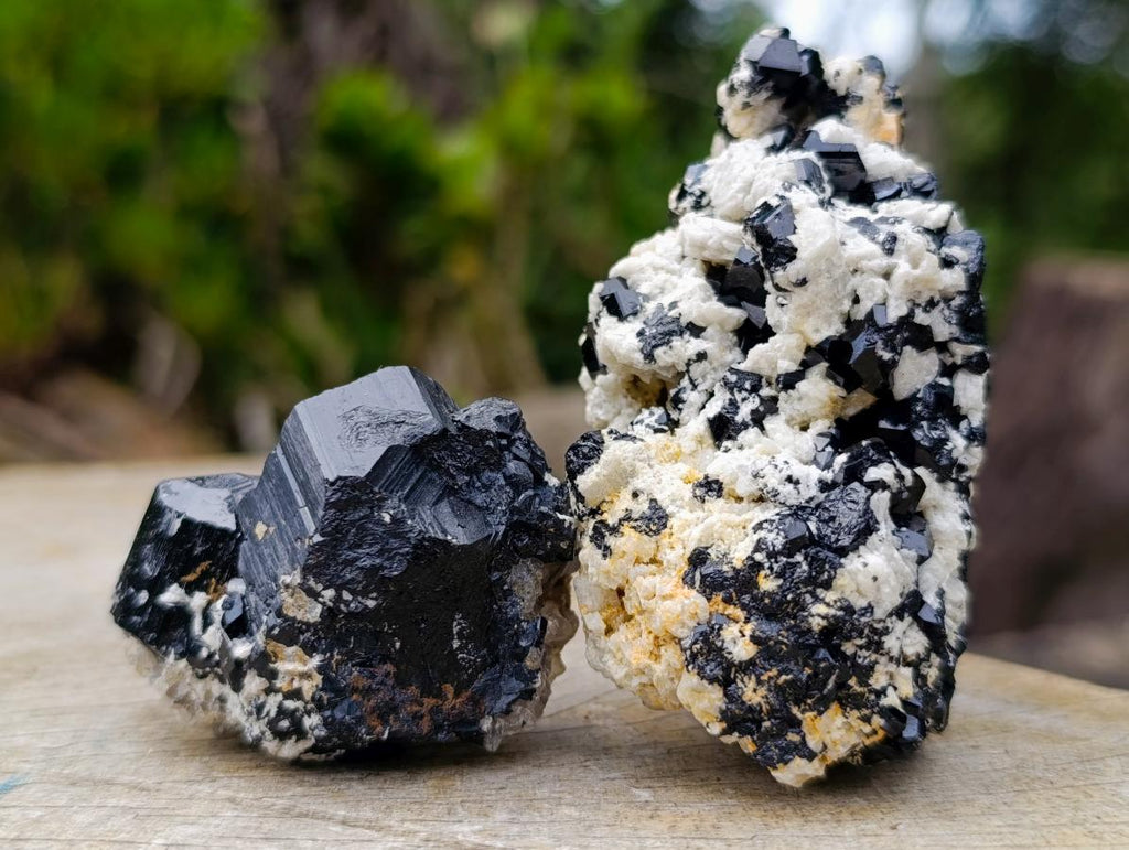 Natural Schorl Black Tourmaline Specimens with Feldspar and Mica x 12 From Erongo, Namibia - Toprock Gemstones and Minerals 