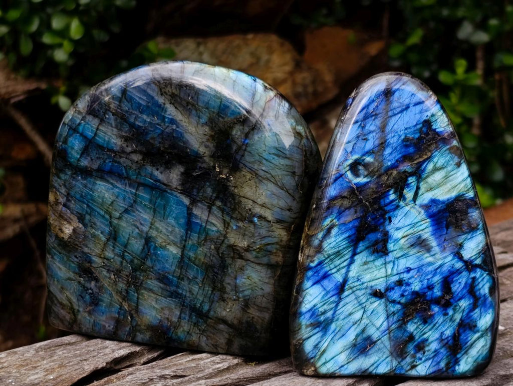 Polished Labradorite Standing Display Pieces x 2 From Madagascar - Toprock Gemstones and Minerals 