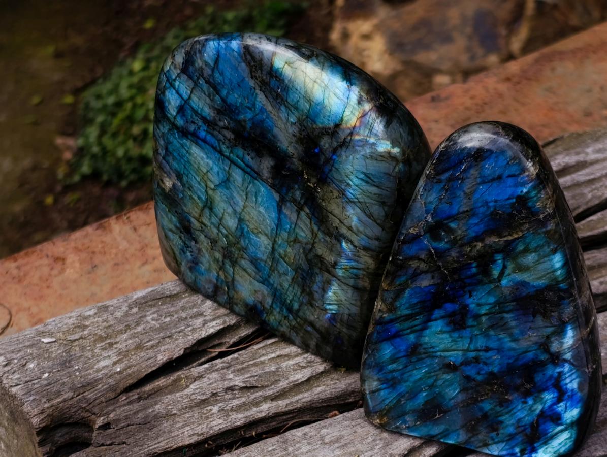 Polished Labradorite Standing Display Pieces x 2 From Madagascar - Toprock Gemstones and Minerals 