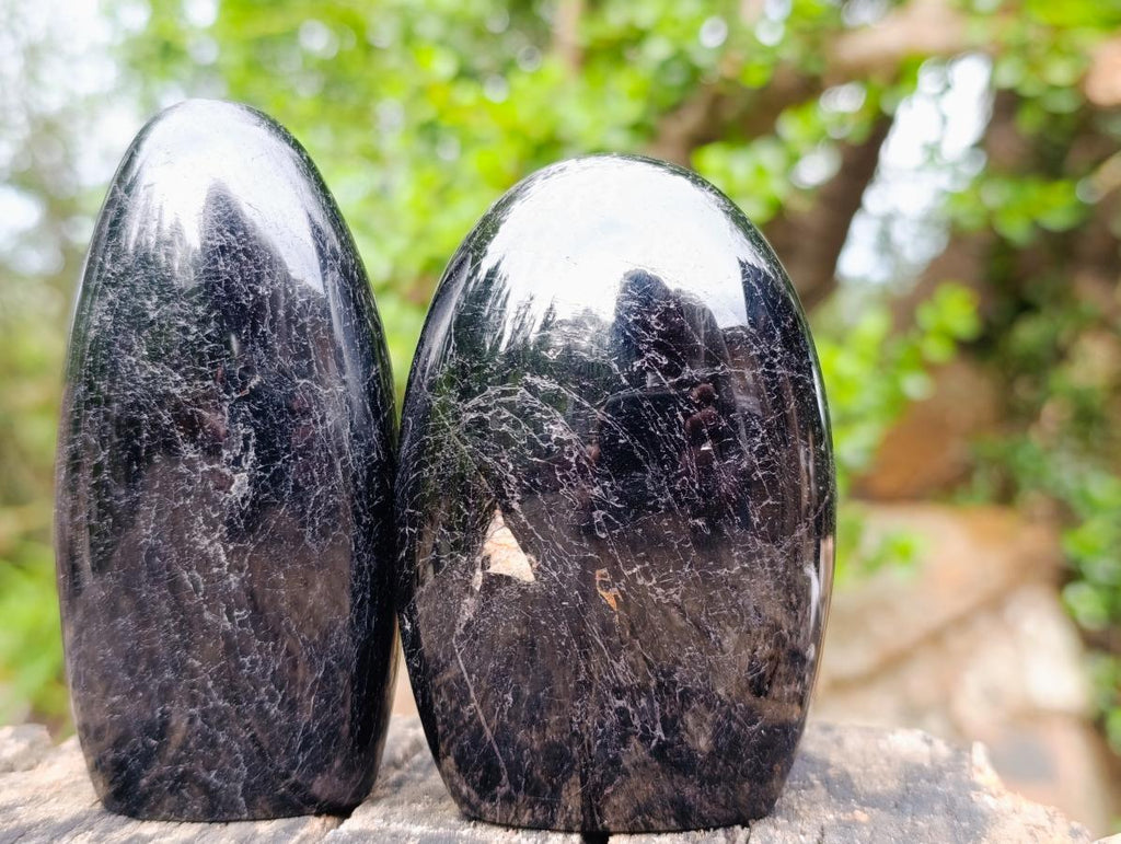 Polished Black Tourmaline Standing Display Pieces x 4 From Madagascar - Toprock Gemstones and Minerals 