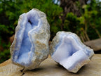 Natural Blue Lace Agate Geode Specimens x 6 From Nsanje, Malawi - Toprock Gemstones and Minerals 