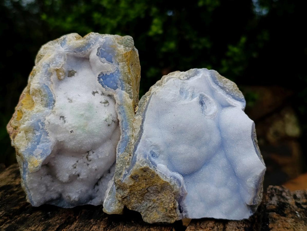 Natural Blue Lace Agate Geode Specimens x 6 From Nsanje, Malawi - Toprock Gemstones and Minerals 