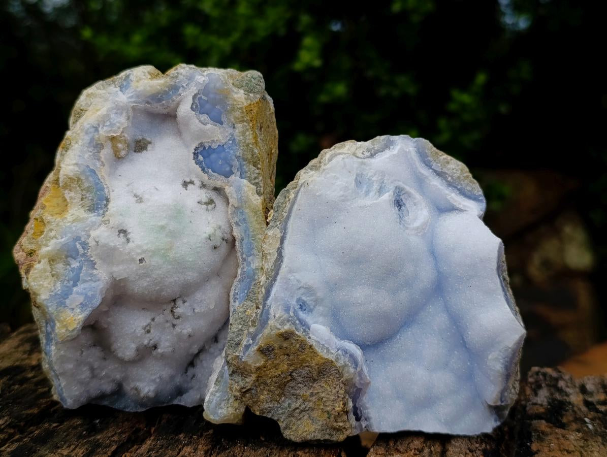 Natural Blue Lace Agate Geode Specimens x 6 From Nsanje, Malawi - Toprock Gemstones and Minerals 