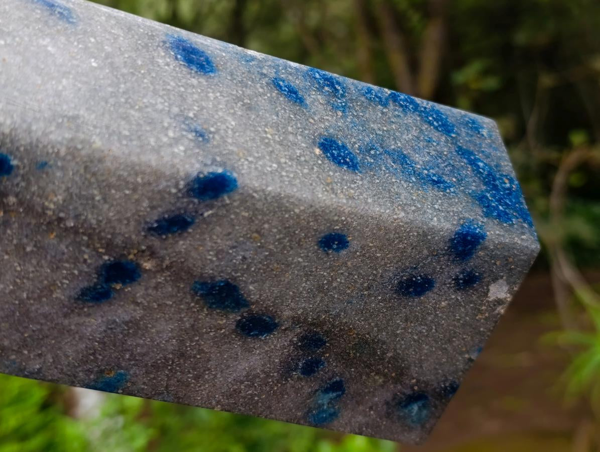 Polished XL Blue Spotted Spinel in Quartz Standing Display Crystal x 1 From Madagascar - Toprock Gemstones and Minerals 