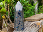 Polished XL Blue Spotted Spinel in Quartz Standing Display Crystal x 1 From Madagascar - Toprock Gemstones and Minerals 
