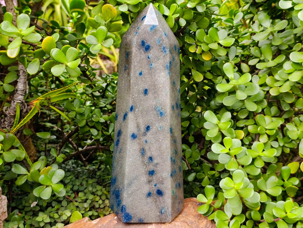 Polished XL Blue Spotted Spinel in Quartz Standing Display Crystal x 1 From Madagascar - Toprock Gemstones and Minerals 