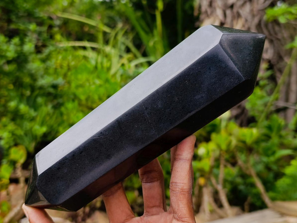 Polished Double Terminated Black Basalt Crystals x 2 From Madagascar - Toprock Gemstones and Minerals 