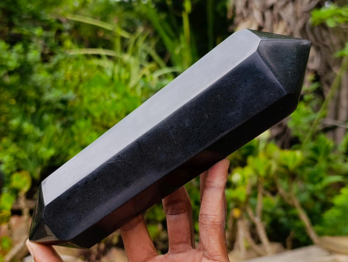 Polished Double Terminated Black Basalt Crystals x 2 From Madagascar - Toprock Gemstones and Minerals 