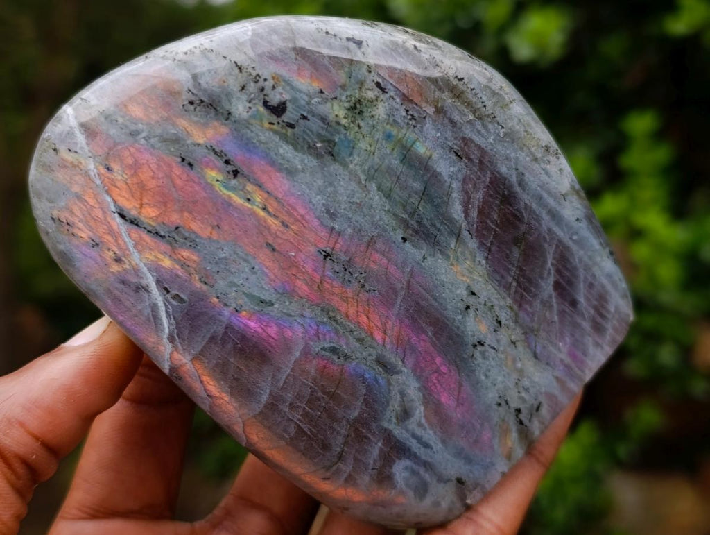 Polished Rare Purple Sunset Flash Labradorite Standing Display Pieces x 6 From Madagascar - Toprock Gemstones and Minerals 