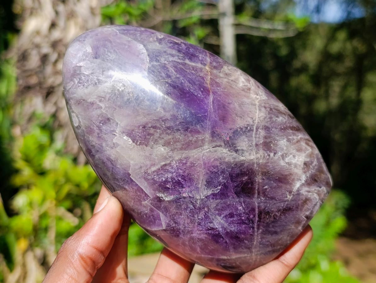 Polished Purple Chevron Amethyst Standing Display Pieces x 2 From Madagascar - Toprock Gemstones and Minerals 
