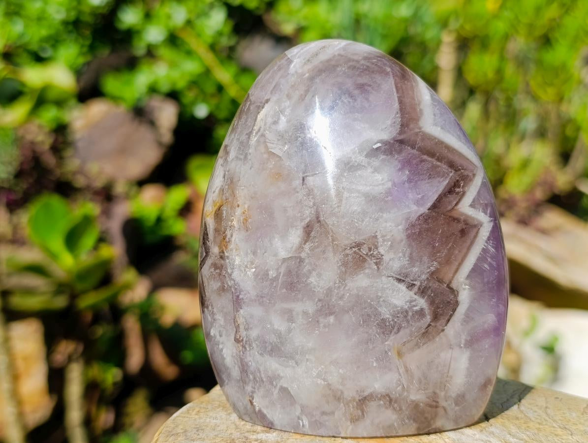 Polished Purple Chevron Amethyst Standing Display Pieces x 2 From Madagascar - Toprock Gemstones and Minerals 