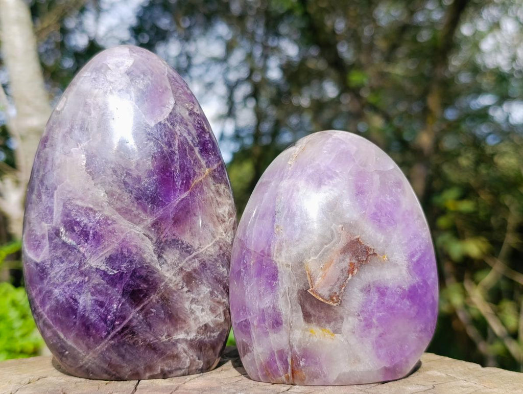 Polished Purple Chevron Amethyst Standing Display Pieces x 2 From Madagascar - Toprock Gemstones and Minerals 