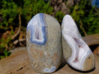 Polished Blue Lace Agate Standing Display Pieces x 2 From Nsanje, Malawi - Toprock Gemstones and Minerals 