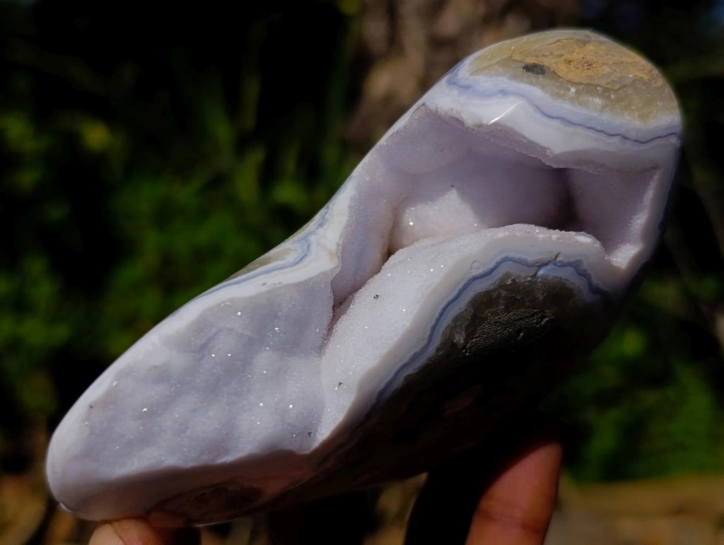Polished Blue Lace Agate Standing Display Pieces x 2 From Nsanje, Malawi - Toprock Gemstones and Minerals 