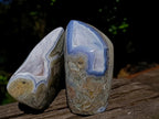 Polished Blue Lace Agate Standing Display Pieces x 2 From Nsanje, Malawi - Toprock Gemstones and Minerals 